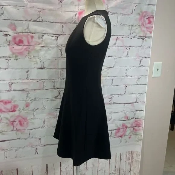 Kate spade black sleeveless rear gold zipper A-line dress size 2 - Picture 8 of 12